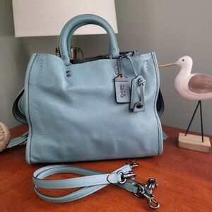 Coach 38124 1941 Rogue 30 Satchel Steel Blue Leather Bag